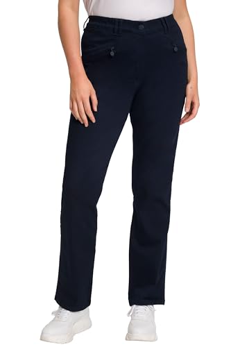 Ulla Popken Damen große Größen Übergrößen Plus Size Basic Stretchhose Mony, farbecht, leicht schmal zulaufend Marine 116 802969130-116 von Ulla Popken