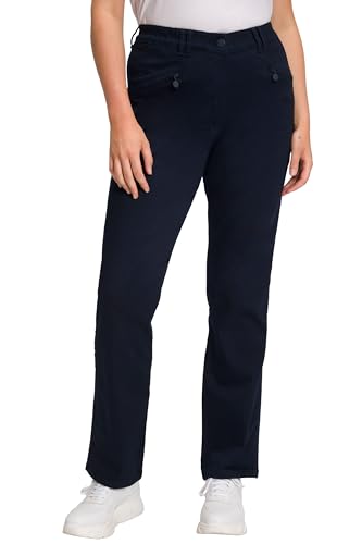 Ulla Popken Damen große Größen Übergrößen Plus Size Basic Stretchhose Mony, farbecht, leicht schmal zulaufend Marine 120 802969130-120 von Ulla Popken