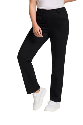 Ulla Popken Damen große Größen Übergrößen Plus Size Basic Stretchhose Mony, farbecht, leicht schmal zulaufend schwarz 22 802969100-22 von Ulla Popken