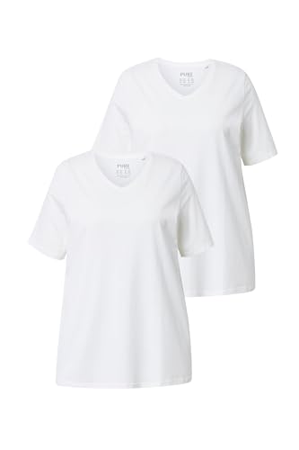 Ulla Popken Damen große Größen Übergrößen Plus Size Basic-T-Shirt, 2er-Pack gleichfarbig von Ulla Popken