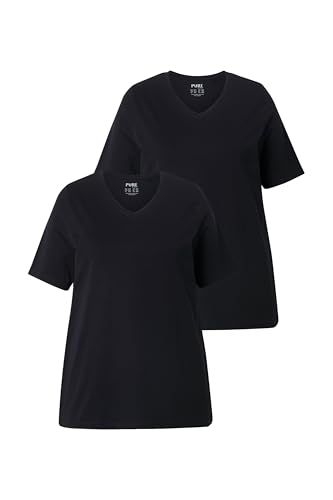 Ulla Popken Damen große Größen Übergrößen Plus Size Basic-T-Shirt, 2er-Pack gleichfarbig von Ulla Popken