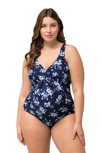 Ulla Popken Damen große Größen Übergrößen Plus Size Bellieva Badeanzug, Umstandsmode, Softcups, Blüten Print Marine 48 825427130-48 von Ulla Popken