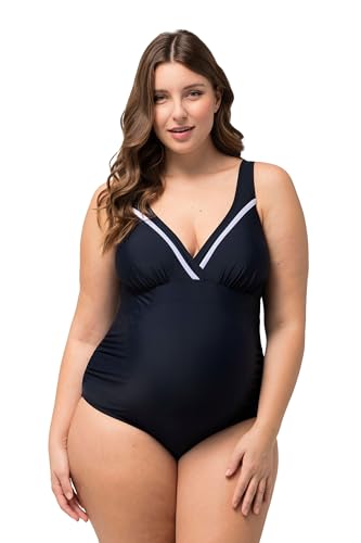 Ulla Popken Damen große Größen Übergrößen Plus Size Bellieva-Badeanzug, Umstandsmode, Softcups, Neckholder Marine 48 825421130-48 von Ulla Popken