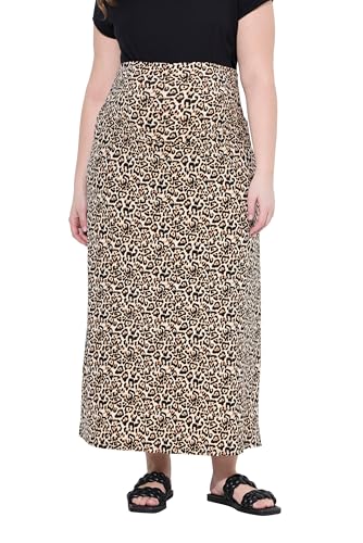 Ulla Popken Damen große Größen Übergrößen Plus Size Bellieva Jersey-Maxirock, Muster, Stretchbund helles apricot 62+ 841487652-62+ von Ulla Popken