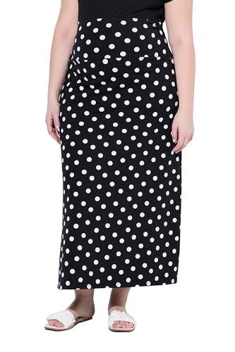 Ulla Popken Damen große Größen Übergrößen Plus Size Bellieva Jersey-Maxirock, Muster, Stretchbund schwarz 54+ 841487100-54+ von Ulla Popken