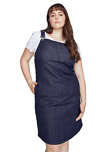 Ulla Popken Damen große Größen Übergrößen Plus Size Bellieva-Latzhosenkleid, A-Linie, Umstandskleid, GOTS Dark Blue Denim 50+ 794982903-50+ von Ulla Popken