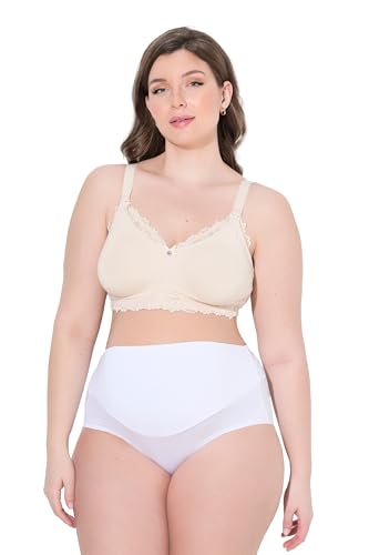 Ulla Popken Damen große Größen Übergrößen Plus Size Bellieva Still-BH, Spitzenkante, Träger-Verschluss vorne hell beige 110C 838958670-110C von Ulla Popken
