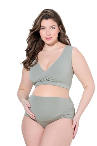 Ulla Popken Damen große Größen Übergrößen Plus Size Bellieva-Still-Bustier, Biobaumwolle, GOTS graugrün 46+ 795795183-46+ von Ulla Popken