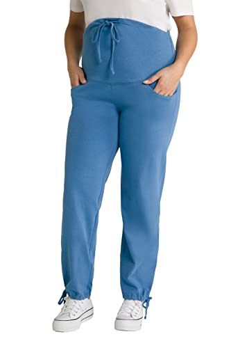 Ulla Popken Damen große Größen Übergrößen Plus Size Bellieva-Sweatpants, extrabreiter Bund, Biobaumwolle Mattes blau 54+ 803640726-54+ von Ulla Popken