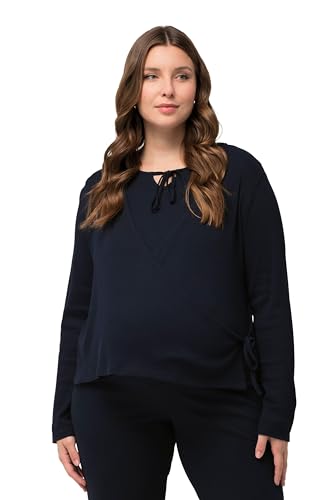 Ulla Popken Damen große Größen Übergrößen Plus Size Bellieva Wickeljacke, Regular Fit, Rippjersey, V-Ausschnitt, Langarm Marine 50+ 825675130-50+ von Ulla Popken