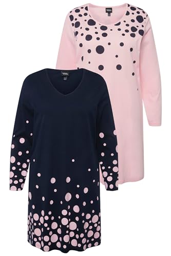 Ulla Popken Damen große Größen Übergrößen Plus Size Bigshirts, 2er-Pack, V-Ausschnitt/Rundhals, Langarm blütenrosa 46+ 821451500-46+ von Ulla Popken