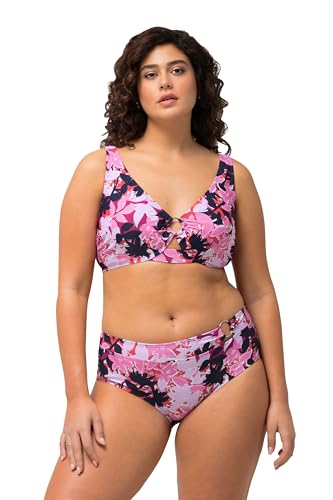 Ulla Popken Damen große Größen Übergrößen Plus Size Bikini, Blüten, Zierring, Softcups, recycelt magentapink 44 826259528-44 von Ulla Popken