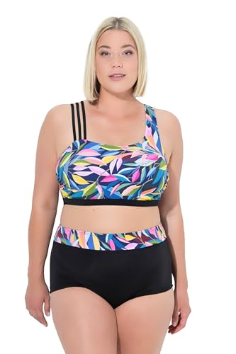 Ulla Popken Damen Finja, Blätter Bikini Set, Schwarz, 56 EU von Ulla Popken