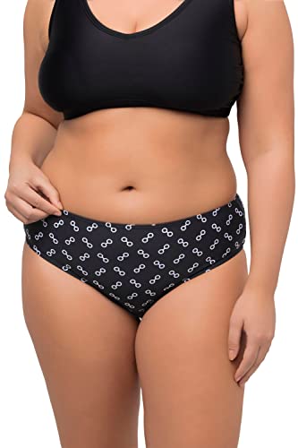 Ulla Popken Damen große Größen Übergrößen Plus Size Bikinislip, Brillen Druck, Elastikbund schwarz 52 814529100-52 von Ulla Popken