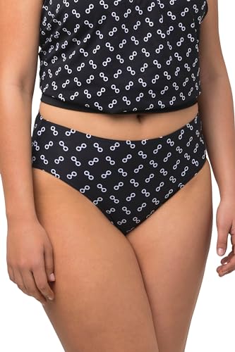 Ulla Popken Damen große Größen Übergrößen Plus Size Bikinislip, Brillen Druck, Elastikbund schwarz 58 814529100-58 von Ulla Popken