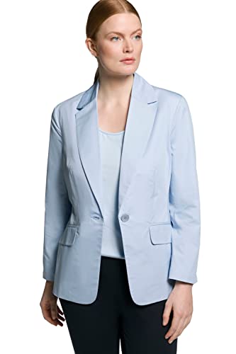 Ulla Popken Damen große Größen Übergrößen Plus Size Blazer, Reverskragen, Saumschlitz, Komplettfutter hellblau 42 805765700-42 von Ulla Popken