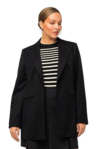 Ulla Popken Damen große Größen Übergrößen Plus Size Blazer, Wollmischung, Reverskragen, Rückenschlitz schwarz 48 819769100-48 von Ulla Popken