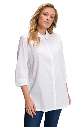 Ulla Popken Damen große Größen Übergrößen Plus Size Bluse, Bubble-Qualität, Hemdkragen, 3/4-Arm schneeweiß 62+ 797446200-62+ von Ulla Popken