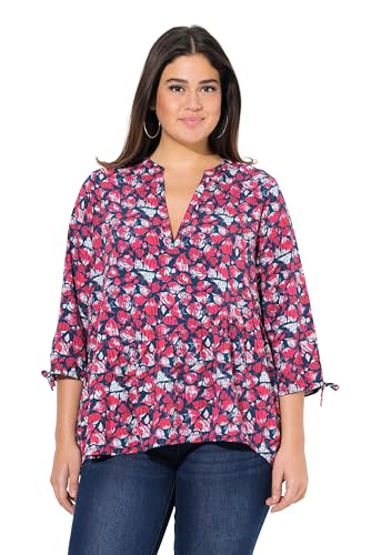 Ulla Popken Damen große Größen Übergrößen Plus Size Bluse, Fische, A-Linie, V-Ausschnitt, 3/4-Arm neon rot 62+ 836251520-62+ von Ulla Popken
