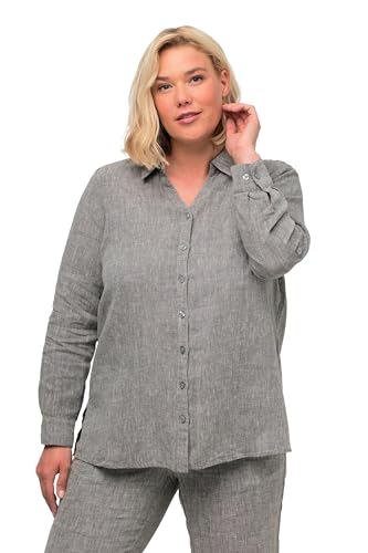 Ulla Popken Damen Leinenbluse Blusen, Grau, 46-48 von Ulla Popken