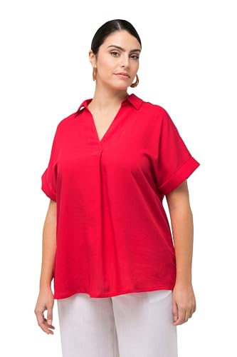 Ulla Popken Damen große Größen Übergrößen Plus Size Bluse, Rücken-Knöpfe, Oversized, Zierfalte, Halbarm von Ulla Popken