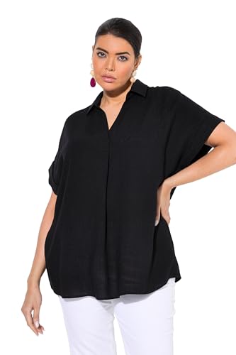 Ulla Popken Damen große Größen Übergrößen Plus Size Bluse, Rücken-Knöpfe, Oversized, Zierfalte, Halbarm von Ulla Popken