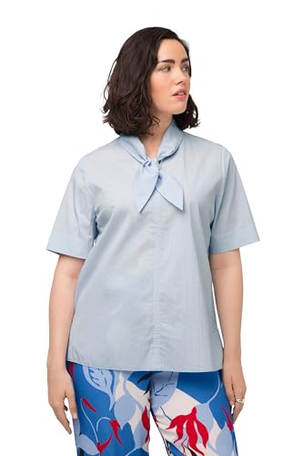 Ulla Popken Damen große Größen Übergrößen Plus Size Bluse, Schluppe, V-Ausschnitt, Halbarm hellblau 54+ 815043700-54+ von Ulla Popken