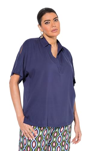 Ulla Popken Damen große Größen Übergrößen Plus Size Bluse, Schulterschlitz, Oversized, Hemdkragen, Halbarm Universum 46+ 839018730-46+ von Ulla Popken
