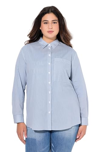 Ulla Popken Damen große Größen Übergrößen Plus Size Bluse, Streifen, A-Linie, Hemdkragen, Langarm von Ulla Popken