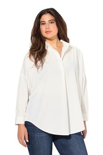 Ulla Popken Damen große Größen Übergrößen Plus Size Bluse, Zierfalte, Oversized, Hemdkragen, Langarm Offwhite 42+ 830929200-42+ von Ulla Popken