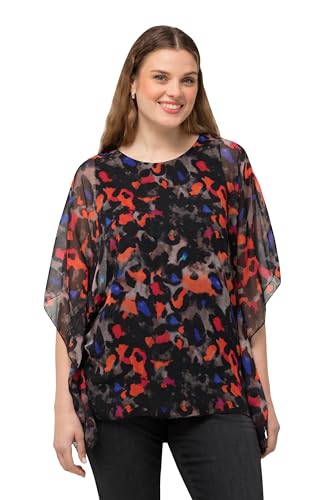 Ulla Popken Damen große Größen Übergrößen Plus Size Bluse, doppellagig, Oversized, Rundhals, Halbarm schwarz 46+ 829651100-46+ von Ulla Popken
