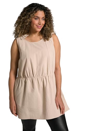 Ulla Popken Damen große Größen Übergrößen Plus Size Blusen-Top, Knoten, A-Linie, Rundhals, ärmellos beige 46+ 803677300-46+ von Ulla Popken