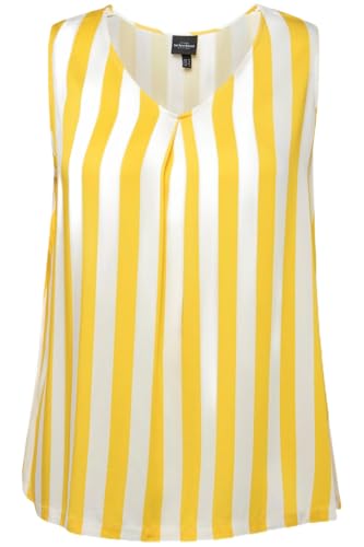 Ulla Popken Damen große Größen Übergrößen Plus Size Blusentop, Satin, A-Linie, V-Ausschnitt, ärmellos Zitrone 46+ 827615600-46+ von Ulla Popken