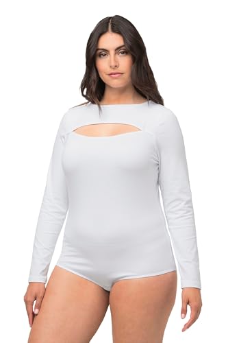 Ulla Popken Damen große Größen Übergrößen Plus Size Body, Cut-Out, Slim, Langarm schneeweiß 50+ 820365200-50+ von Ulla Popken