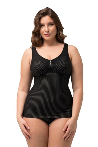 Ulla Popken Damen große Größen Übergrößen Plus Size Shaping-Hemd, Nadelstreifen, ohne BH tragbar schwarz 105C 705637100-105C von Ulla Popken