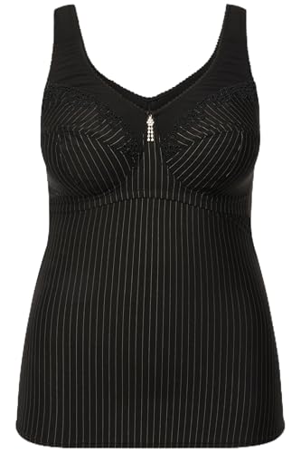 Ulla Popken Damen große Größen Übergrößen Plus Size Shaping-Hemd, Nadelstreifen, ohne BH tragbar schwarz 90C 705637100-90C von Ulla Popken