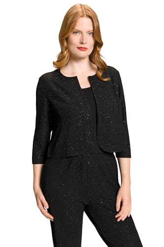 Ulla Popken Damen große Größen Übergrößen Plus Size Bolero, Glitzereffekt, offene Form, Rundhals, 3/4-Arm schwarz 46+ 812855100-46+ von Ulla Popken