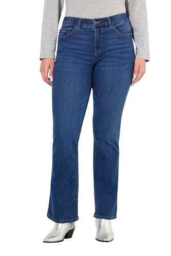 Ulla Popken Damen große Größen Übergrößen Plus Size Bootcut-Jeans Marie, weites Bein, 5-Pocket-Schnitt Blue Denim 62 830077902-62 von Ulla Popken
