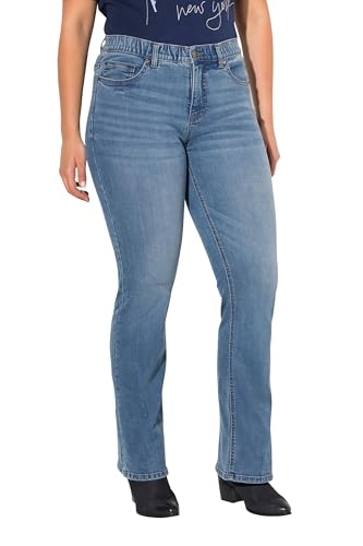 Ulla Popken Damen große Größen Übergrößen Plus Size Bootcut-Jeans Marie, weites Bein, 5-Pocket-Schnitt Light Blue 58 830077901-58 von Ulla Popken