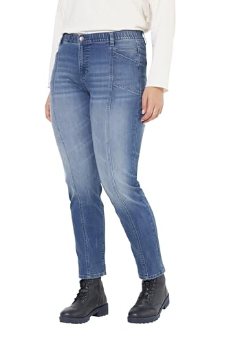 Ulla Popken Damen große Größen Übergrößen Plus Size Boyfriend-Jeans, Ziernähte, weites Bein, 4-Pocket-Schnitt Blue Denim 42 830230902-42 von Ulla Popken