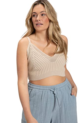 Ulla Popken Damen große Größen Übergrößen Plus Size Bralette, Rippstrick, V-Ausschnitt, Biobaumwolle Perlmutt 46+ 806684307-46+ von Ulla Popken