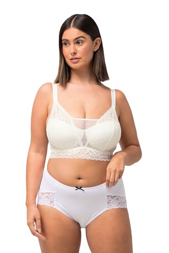 Ulla Popken Damen große Größen Übergrößen Plus Size Bralette, Spitze, Softcups, ohne Bügel, Cup C-D Offwhite 100A, 797328 von Ulla Popken