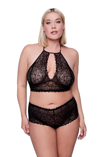 Ulla Popken Damen große Größen Übergrößen Plus Size Bralette, Spitze,Nackenschnürung schwarz 46+ 827938100-46+ Ulla Popken Damen große Größen Übergrößen Plus Size Bralette, Spitze,Nackenschnürung schwarz 46+ 827938100-46+ von Ulla Popken