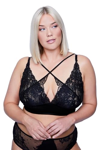 Ulla Popken Damen große Größen Übergrößen Plus Size Bralette, ohne Bügel, Spitze und Stickerei schwarz 50+ 828038130-50+ von Ulla Popken