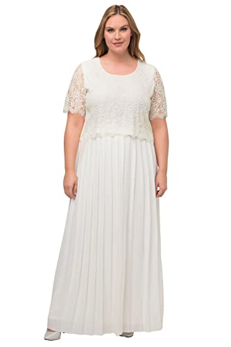 Ulla Popken Damen große Größen Übergrößen Plus Size Braut-Top, Spitze, A-Linie, Rundhals, Halbarm Offwhite 54+ 817554200-54+ von Ulla Popken