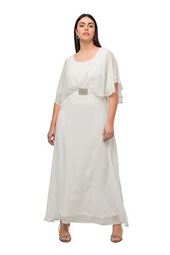 Ulla Popken Damen große Größen Übergrößen Plus Size Brautkleid, Drapierung, V-Ausschnitt, Halbarm-Cape Offwhite 44 818899200-44 von Ulla Popken