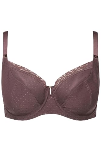 Ulla Popken Damen große Größen Übergrößen Plus Size Bügel-BH, Jacquard, Spitzenkante, Cup C - G Erde 100F 820379345-100F von Ulla Popken