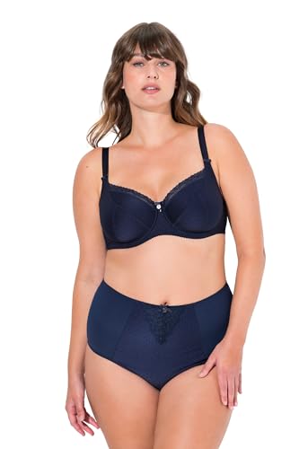 Ulla Popken Damen große Größen Übergrößen Plus Size Bügel-BH, Jacquard, Spitzenkante, Cup C - G Nachtblau 115G 820379139-115G von Ulla Popken