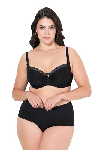 Ulla Popken Damen große Größen Übergrößen Plus Size Bügel-BH, Jacquard, Spitzenkante, Cup C - G schwarz 115D 820379100-115D von Ulla Popken