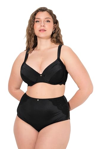 Ulla Popken Damen große Größen Übergrößen Plus Size Bügel-BH, Softschalen, Satin, Spitze, Cup B - F schwarz 110C 830417100-110C von Ulla Popken